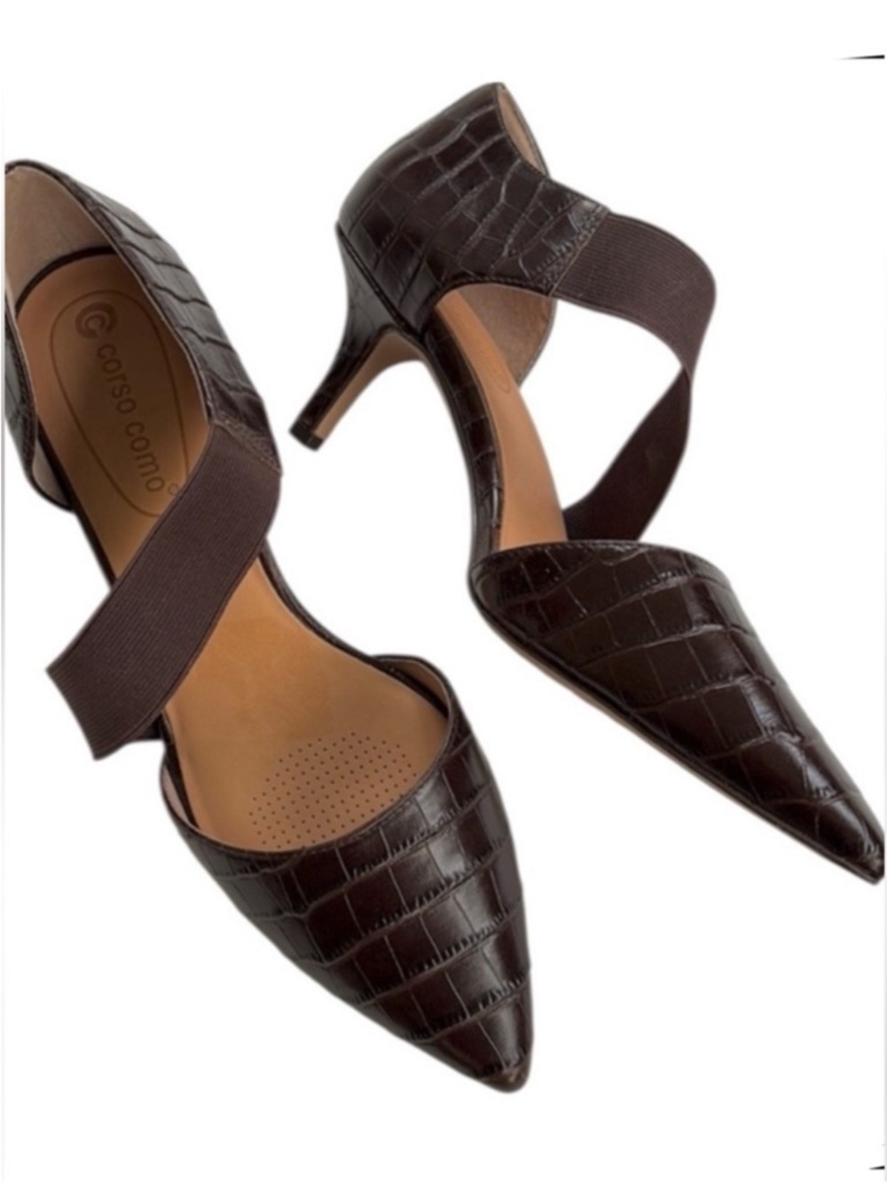 Like New Corso Como Leather Denice Heels Brown Size 8.5